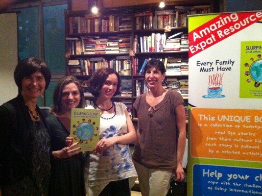 Kathryn and Cherie with Mariana Burger Bohlke and Maria Ines de Carvalho at The Bookworm event.o Kathryn and Cherie with Mariana Burger Bohlke and Maria Ines de Carvalho at The Bookworm event